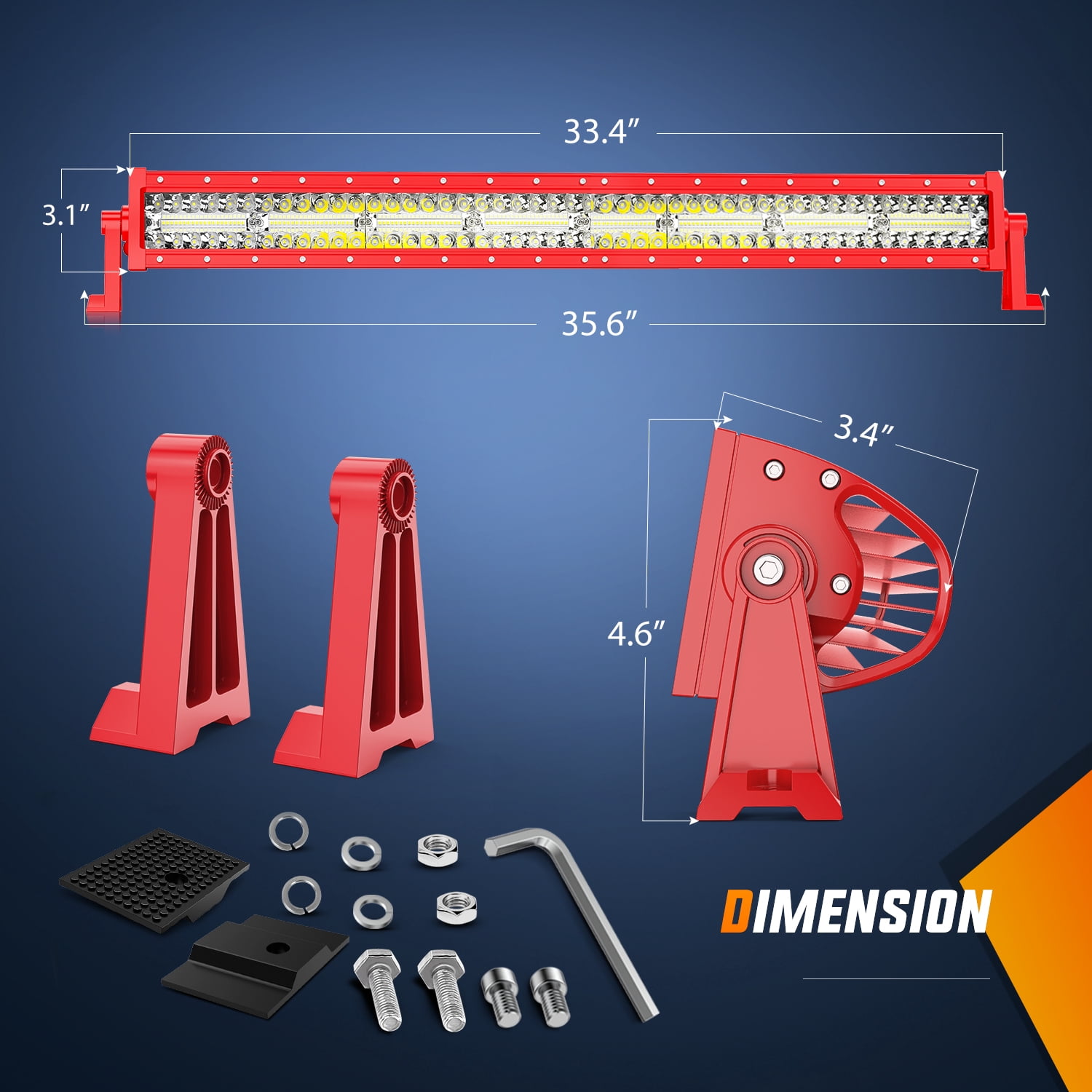Nilight LED Light Bar 33Inch Triple Row Spot Flood Combo Lights Red Shell with Wiring Harness Kit for Fog Light Driving Light Work Light on Off-Road Truck SUV ATV UTV