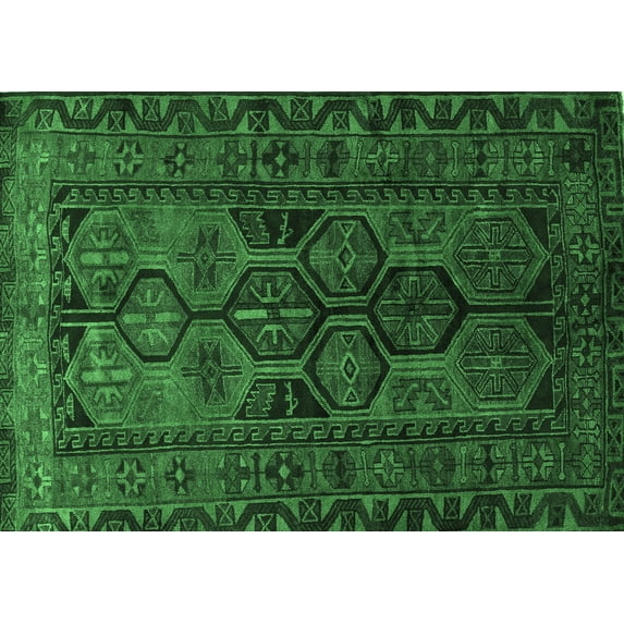 Ahgly Company Indoor Rectangle Persian Emerald Green Traditional Area Rugs, 7' x 9'