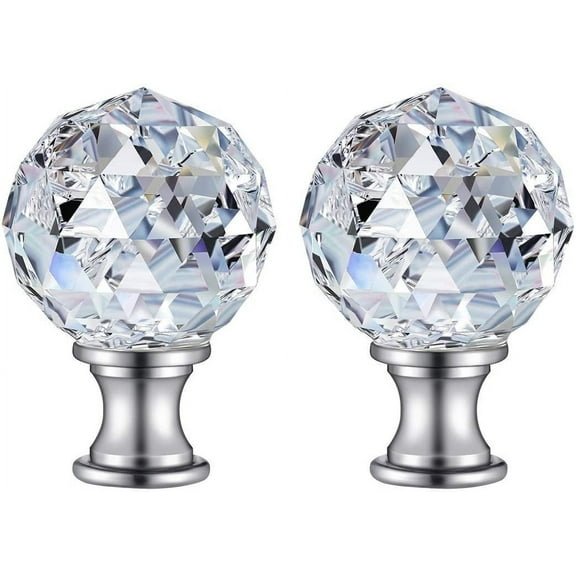 QIDITONG Crystal Lamp Finial Cap Knob Decorative Lamp Finial for Lamp Shade Clear Crystal Lamp Finial Topper Easy to Install for Table or Floor Lamps