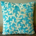 thumbnail image 4 of The HomeCentric Throw Pillow Covers, Decorative Blue Pillow Covers Pack of 2, 16x16 inch (40x40 cm) Silk Cushion Cover, Corals, Beach Style Zippered&nbsp;Toss Pillow&nbsp;Covers Easter - Aqua Ornate, 4 of 4