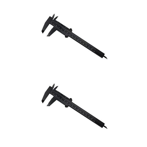 Eigraketly Calibrador Vernier deslizante de 150mm, medidor de medición de plástico, herramienta de medición, experimento de fabricación de Negro 2Conjunto