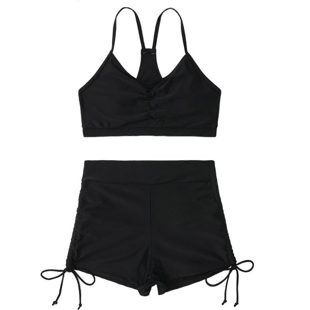 Womens 2-piece Soft Bag High Cut Bikinis Set Pleated Bathing Suit Beachwear Sexy Tube Top Slings Straps Bikinis Swimsuit Lavender XL