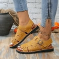 thumbnail image 4 of Viluyesy Flat Sandals for Womens, Open Toe Solid Color Wide Width Summer Beach Roman Gladiator Shoes Yellow 9, 4 of 9