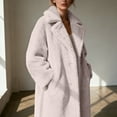 thumbnail image 4 of Women's Faux Fur Long Coat Plush Lapel Front Open Plus Size Overcoat Velvet Thicken Casual Thermal Jackets With Pockets (XL, Beige), 4 of 8