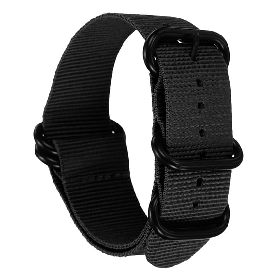 Uxcell Nylon Watch Band 24-31mm Single Pass Watch Straps Replacement Bands for Men Women with Flat Round Buckle Black