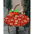 thumbnail image 2 of Fitted Tablecloth for Round, Cartoon Christmas Gingerbread Man on Red Table Cover with Elastic Edge Waterproof Table Cloth, Winter Xmas Candy Circle Covers for Kitchen Indoor Outdoor Picnic Party, 2 of 4