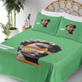 thumbnail image 3 of Ambesonne Emoji Fitted & Top Sheet Set with Sham, Boho Antique Sculpture Print, Sea Green Orange, 3 of 5