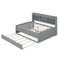 thumbnail image 6 of Full Size Wooden Captain Bed with Built-in Bookshelves,Solid Wood Platform Bed Frame with Three Storage Drawers and Trundle,Light Grey, 6 of 9