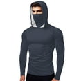 thumbnail image 2 of JXMVOJ Unisex Rash Guard Solid Long Sleeve Hooded Face Mask Ice Silk Anti-Uv Apparel Summer Cool Elegant Loose Casual Sunscreen Hiking Running Athletic Sun Protection Shirts, 2 of 9