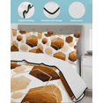 thumbnail image 4 of Orange Marble Twin Size Down Alternative Comforter, Lightweight Comforter Quilt Bedding Set with Pillow Shams Gold White Geometric Hexagon Modern All Seasons Bed Comforter Duvet Insert 68"x86", 4 of 7