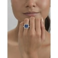 thumbnail image 2 of 925 Sterling Silver Engagement Ring, Blue Sapphire Statement Ring, September Birthstone Ring, Zircon Accented Halo Ring for Women, 2 of 4