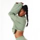 thumbnail image 3 of Sudadera de mujer de manga larga con cuello alto, blusa holgada deportiva informal transpirable con cremallera para exteriores, gris, verde, S, 3 of 5