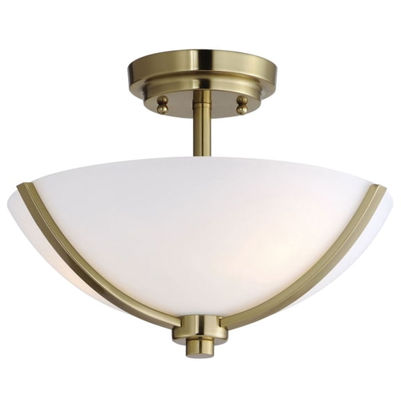 Deven 3 - Light Satin Brass Brass Modern / Transitional Incandescent Glass And Steel Flush Mount Light