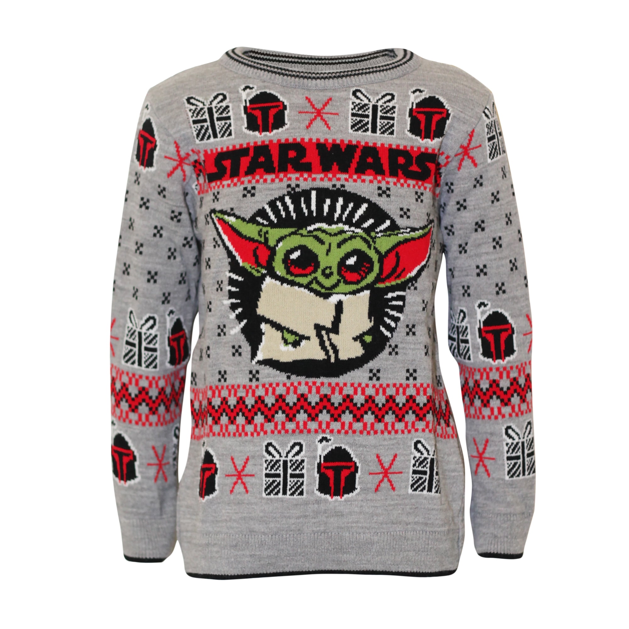 Baby Yoda Xmas Jumper Ugly Sweater Fair Isle Star Wars The Mandalorian The Child Christmas Boys Knitted Jumper Official Merchandise 