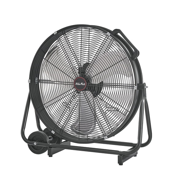 XtremepowerUS 24" Portable High Velocity Drum Fan With Turbo Blade, 3 Speed Low Noise Design & 5' Power Cord for Air Circulation, Convenience - UL Listed