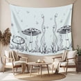 thumbnail image 2 of Mushroom Large Tapestry for Bedroom Wall Hanging Tapestry,Black Lines Botanical Butterfly Spring Floral Ceiling Backdrop Tapestries Poster Blanket Wall Decor for Teens Room Living Room 100" x 59", 2 of 8