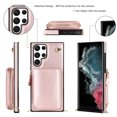 thumbnail image 3 of Crossbody Wallet Case for Samsung S23 Ultra, RFID Blocking PU Leather Zipper Handbag Purse Flip Cover, Kickstand Case with Card Slots Holder Wrist Strap Lanyard for Samsung Galaxy S23 Ultra, Rosegold, 3 of 12