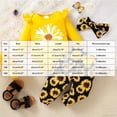 thumbnail image 3 of YDFCWXW Baby Girl Clothes 3Pcs Floral Pattern Ruffle Onesie Romper Pants with Headband Set Fall Clothing (Yellow, 3-6Months), 3 of 7