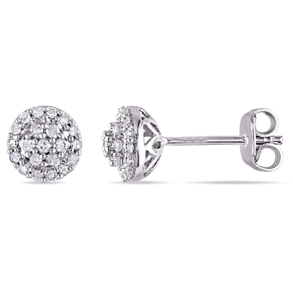 Everly Women's 1/4ct TW Diamond Sterling Silver Cluster Halo Stud Earrings