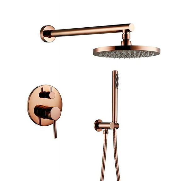 Juno Round Rose Gold Natural Rainfall Dual Control Bathroom Shower