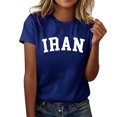 thumbnail image 2 of Camiseta de Manga Corta Impresa de Cuello Alto para las Mujeres, Tops de Cuello Redondo para las Mujeres Mezcla de Poliéster de Spandex de Uso Diario Casual, 2 of 5