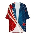 thumbnail image 4 of JURANMO Women's American Flag Kimono Cardigan Plus Size 3/4 Sleeve Shawl Chiffon Cardigans 4th of July Lightweight Beach Cover Up Patriotic Outfits Multicolor M Sale of The Day Clearance, 4 of 6