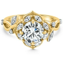 Pompeii Certified 2.53Ct Diamond Engagement Vine Petal Ring 14k Yellow Gold Lab Grown
