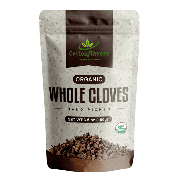 Organic Ceylon Cloves Premium Grade Hand Picked Whole Cloves 3.5 oz. USDA Certified Organic