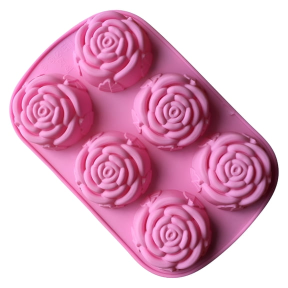 ACDANC Rose Ice Cube Mold,6 Cavity Rose Ice Molds For Cocktails,Flower Shaped Silicone Mold For Chocolate Cake Pop Soap Fondant Cookie Cupcake Baking Tray,BPA Free,Pink