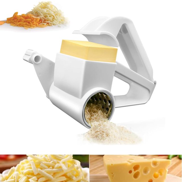 Rallador de queso con manivela, rallador de queso con mango, rallador de queso parmesano, rallador de queso giratorio de mano, (negro)