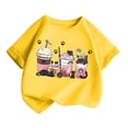thumbnail image 3 of Weebloom Kids Girls Shirts Kid Cute Cat Fashion Printed Round Neck Short Sleeve Tee Summer Comfortable Casual Loose Tops For Toddler Youth T-Shirts 2-14 Years, 3 of 5