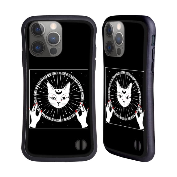 Head Case Designs Officially Licensed Haroulita Magick - Tarot - Mystical Cat And Moon Hybrid Case Compatible with Apple iPhone 14 Pro