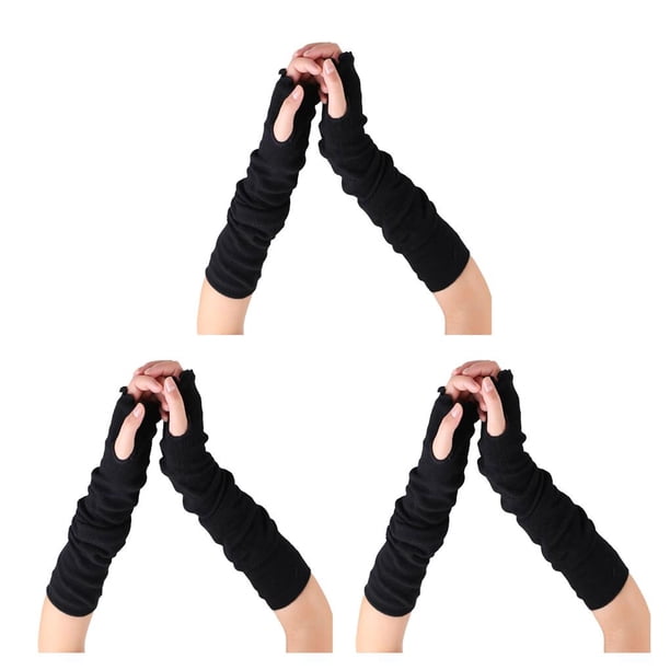 Qarigey 1 par de guantes sin dedos de alta elasticidad para brazo largo, múltiples colocaciones, manga de punto, protección de muñeca, Type2 NO2