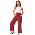 thumbnail image 3 of Ticikt Girls Wide Leg Pants Casual Flowy Elastic Waist Palazzo Flared Hem Harem Trousers with Pockets, 3 of 8
