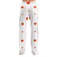 thumbnail image 4 of Valentines Women Comfy Casual Pajama Pants Heart Print Soft Lounge Pants Drawstring Jogger Wide Leg Athletic Pants, 4 of 7
