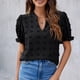thumbnail image 5 of Blusas Con Pompones ANGGREK Camisa de Manga Corta Abullonada de Gasa Casual Verano Negro S, 5 of 6
