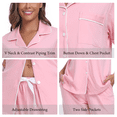 thumbnail image 6 of EA'S SECRET 100% Cotton Pajamas for Women Set Short Sleeve and Long Pants Pj Sets Woman Button Down Sleepwear with Pockets(Pink,S), 6 of 9