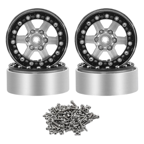 4 llantas de aleación de aluminio para RC Crawler, 1/18 1/24, fáciles de instalar, resistentes, de repuesto Plata