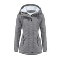 thumbnail image 2 of XPMWRP Women's Fleece Lined Hooded Thicken Coat Long Sleeve Solid Color Casual Zip Up Jackets Winter Soft Warm Trendy Coats with Pockets Gray L, 2 of 4