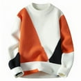 thumbnail image 1 of Blusas y camisas de manga larga con cuello redondo para hombre, suéter de camisa de dos piezas de punto liso con cuello redondo falso para hombre, blusa de poliéster para hombre, 1 of 8