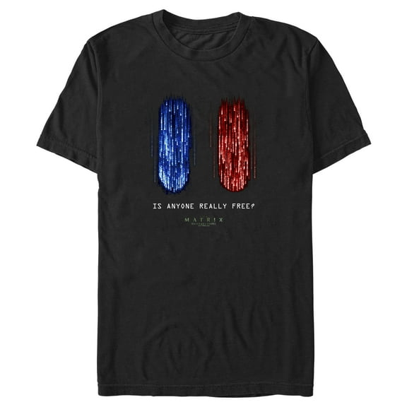 Men's The Matrix Resurrections Is Anyone Really Free?  Graphic Tee Black Medium