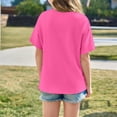 thumbnail image 5 of BUWTTER Cute Shirts for Girls Oversized Short Sleeved Top Casual Letter Print Summer Loose Fit Plus Size Basic Pink Shirt Size 13-14 Y, 5 of 8