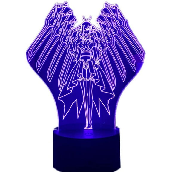 AVEKI Brithday Gift 3d Led Light Anime Fairy Tail Erza Scarlet for Kids Bedroom Decor Night Light Manga Room Desk Lamp Acrylic 7/16 Color Remote
