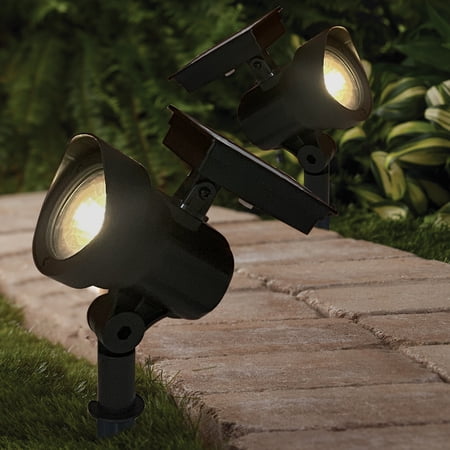 MAINSTAYS SOLAR POWERED BLACK LED LANDSCAPE SPOT LIGHT, 30 LUMENS (2 COUNT)