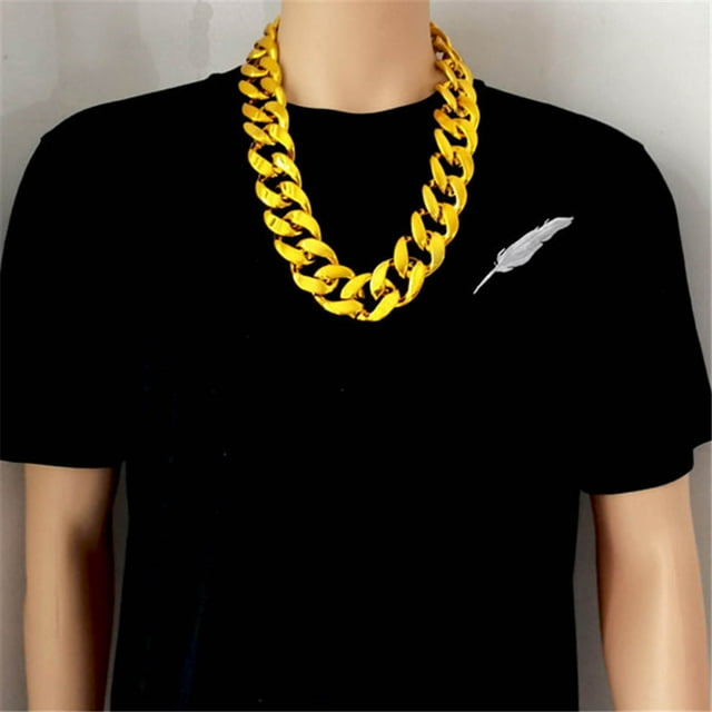 Collier Déclaration Rétro en Or pour Rappeur Punk Hop, Bijou et Accessoire Amusant