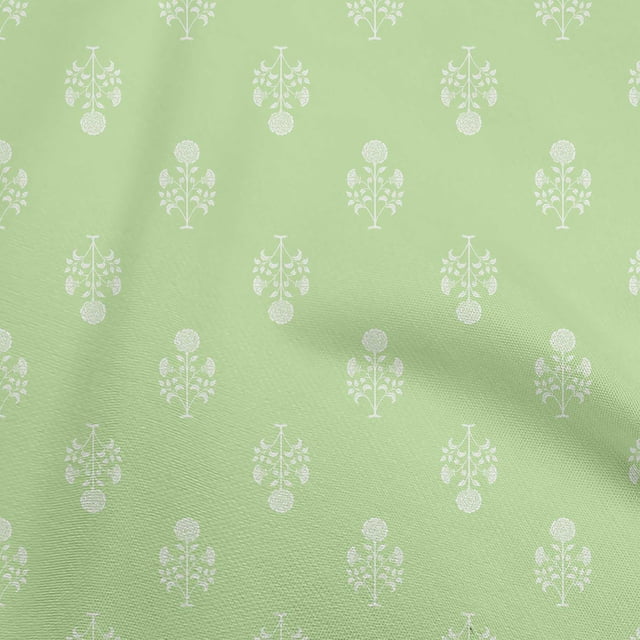 oneOone Georgette Viscose Light Green Fabric Asian Block Sewing Material Print Fabric By The Yard 42 Inch Wide