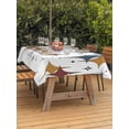 thumbnail image 4 of 52x70 Inch Outdoor Tablecloth with Umbrella Hole Zipper Rectangle Blue Red Diamond Rectangular Tablecloths Outside Waterproof Modern Geometric Middle Century Patio Table Cloth Cover for Picnic Party, 4 of 8