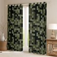 thumbnail image 2 of Feelyou Olive Square Black Out Curtains, Pixel Grid Miners Curtains Pack of 2 (42x63 Each), 2 of 6