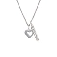 thumbnail image 2 of Delight Jewelry Silvertone Textured Open Heart Silvertone Be Strong and Courageous Bar Charm Necklace, 23", 2 of 4