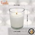 thumbnail image 3 of Hyoola Bulk Unscented 12 Hour White Votive Candles in Clear Glass Cups, Paraffin Wax with Cotton Wicks, 36-Pack, 3 of 5